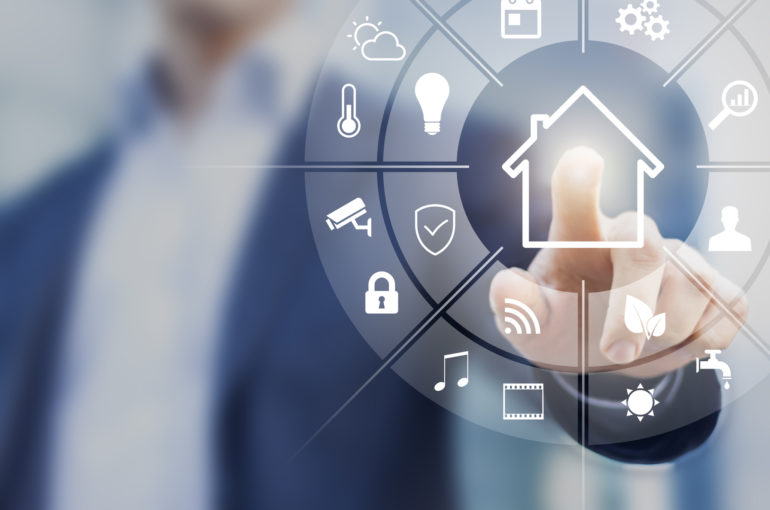 Circular futuristic interface of smart home automation assistant, virtual screen