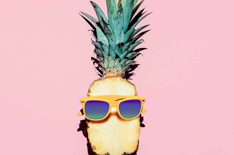 Hipster Pineapple Fashion Accessories and fruits. Vanilla style.