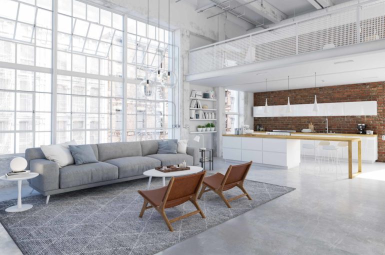 new modern city loft apartment. 3d rendering