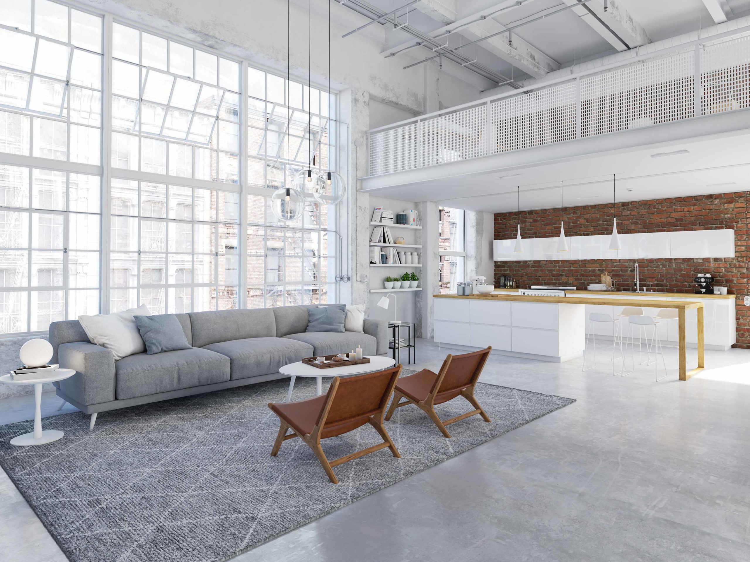 new modern city loft apartment. 3d rendering