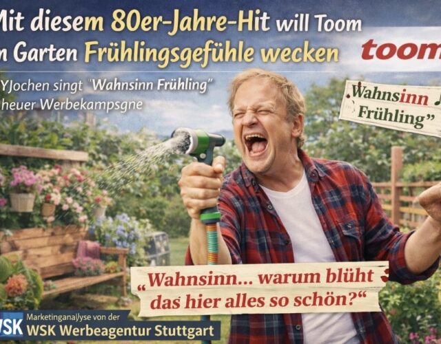 Baumarktbranche: Mit diesem 80er-Jahre-Hit will Toom im Garten Frühlingsgefühle wecken 🌷 Marketinganalyse von der WSK Werbeagentur Stuttgart Die Baumarktbranche setzt im Marketing zunehmend auf Emotionen.