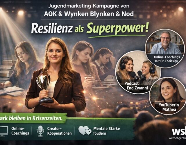 Jugendmarketing-Kampagne: AOK und Wynken Blynken & Nod machen Resilienz zur Superpower Die neue Jugendkampagne der AOK Bundesverband gemeinsam mit der Kreativagentur Wynken Blynken & Nod zeigt